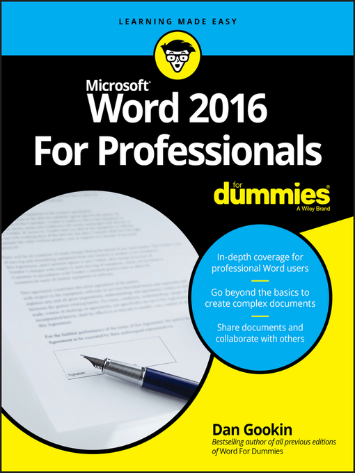 Cover image for Word 2016 For Professionals For Dummies